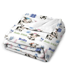 Lofaris Custom Name Cute Cow Blanket Kids Gift
