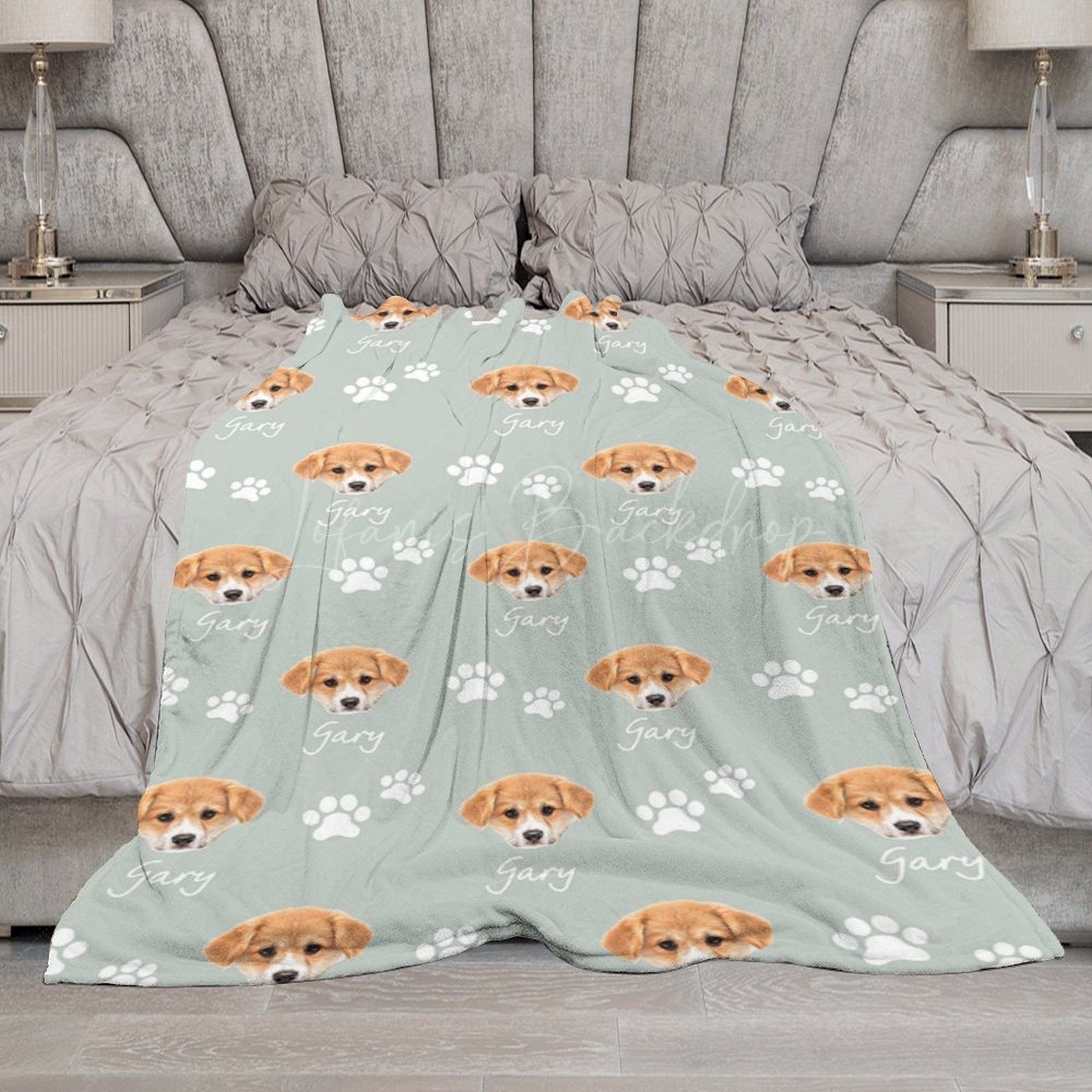 Lofaris Custom Name Funny Cute Paw Patterns Pet Head Blanket