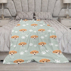 Lofaris Custom Name Funny Cute Paw Patterns Pet Head Blanket