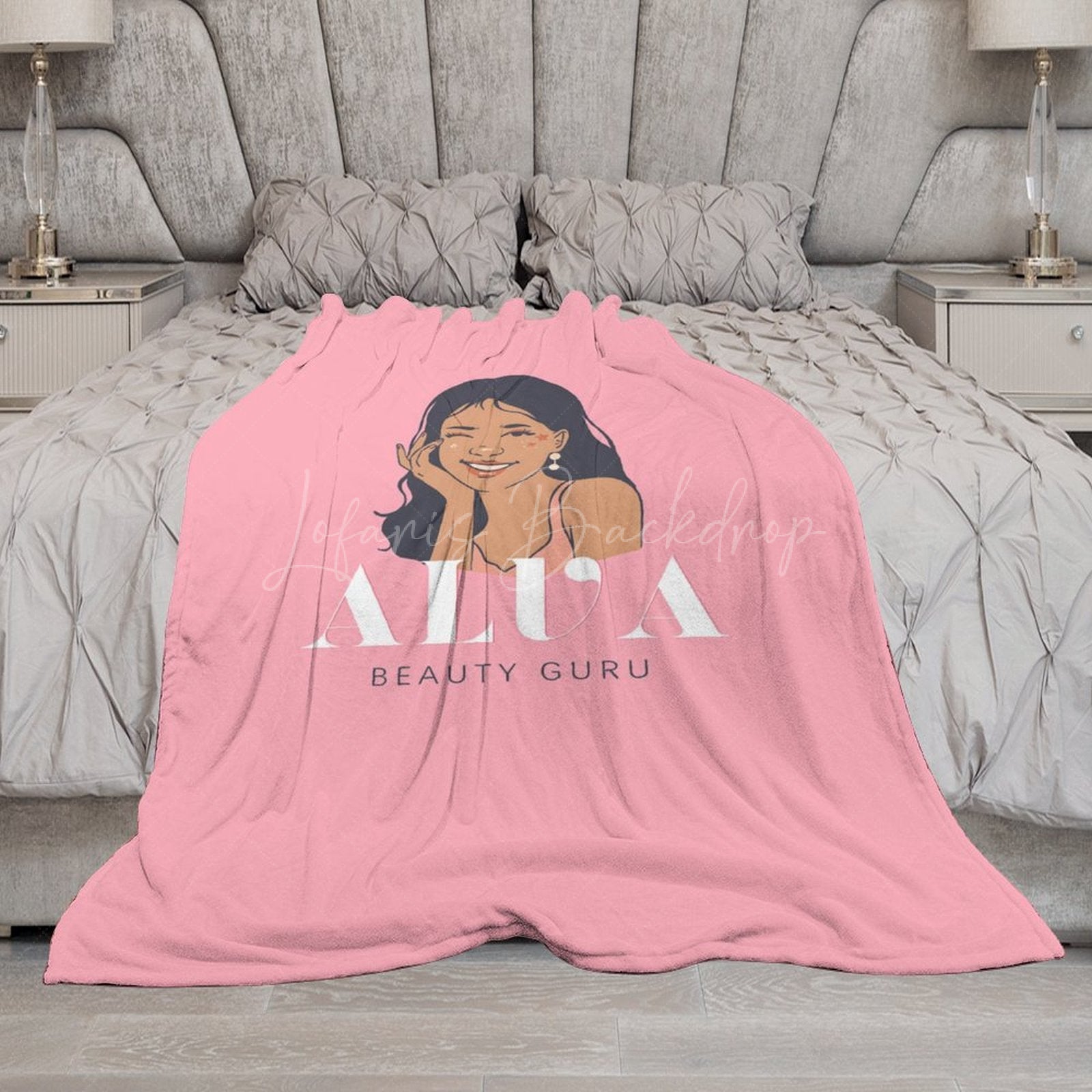 Lofaris Custom Name Pink Beauty Guru Girl Pattern Blanket