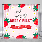 Lofaris Custom Name Pink Fruit Berry First Birthday Backdrop