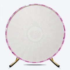 Lofaris Custom Name Pink Hearts Round Backdrop Personalized Birthday Party Banner Girls Love Theme Photo Prop Decor