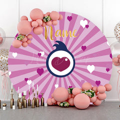 Lofaris Custom Name Pink Hearts Round Backdrop Personalized Birthday Party Banner Girls Love Theme Photo Prop Decor