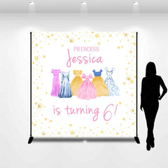 Lofaris Custom Name Princess Dress 6th Birthday Backdrop