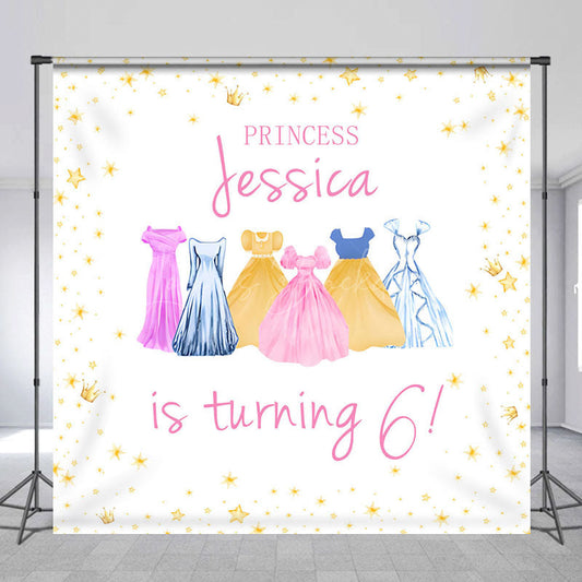 Lofaris Custom Name Princess Dress 6th Birthday Backdrop