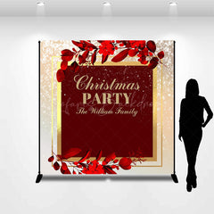 Lofaris Custom Name Red Black Gold Merry Christmas Backdrop