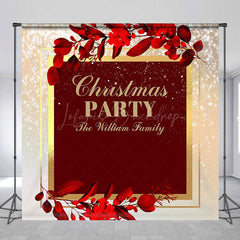 Lofaris Custom Name Red Black Gold Merry Christmas Backdrop