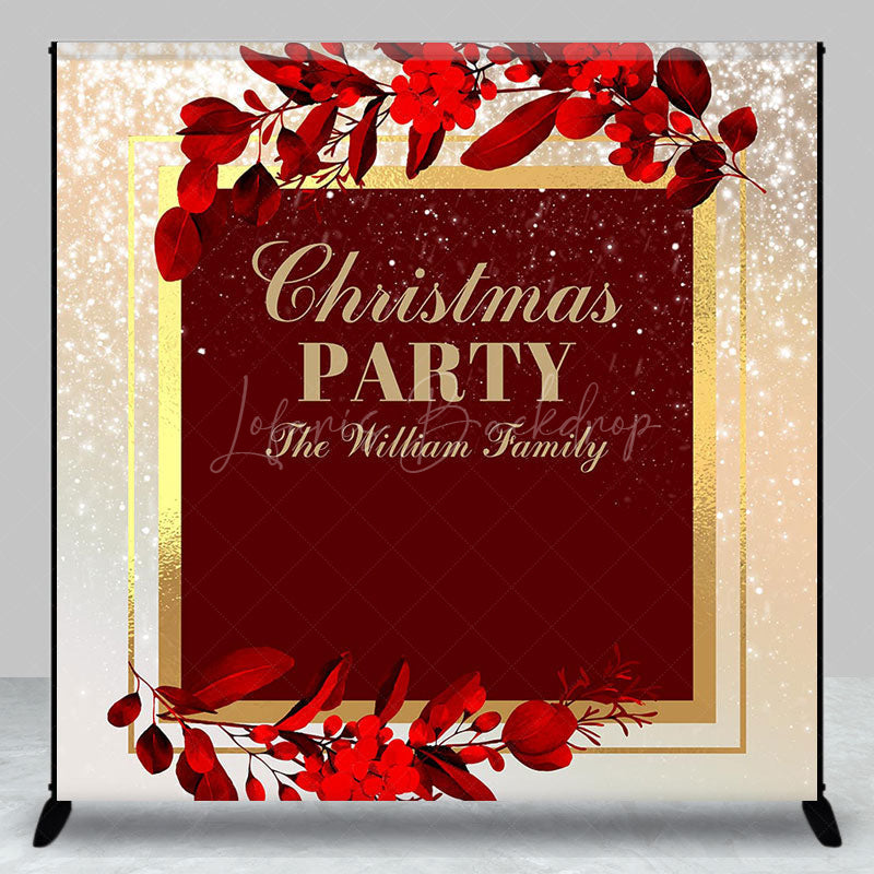 Lofaris Custom Name Red Black Gold Merry Christmas Backdrop