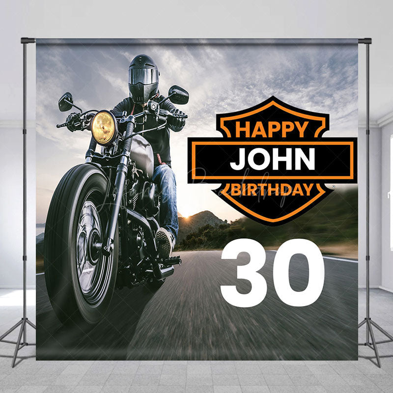 Lofaris Custom Name Road Motorcycle 30th Birthday Backdrop