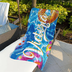 Lofaris Custom Name Swimming Pool Design Beach Towel