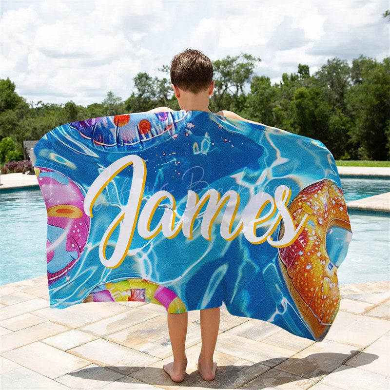 Lofaris Custom Name Swimming Pool Design Beach Towel