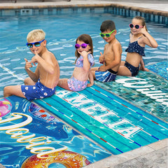 Lofaris Custom Name Swimming Pool Design Beach Towel