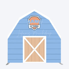 Lofaris Custom Name Wooden Blue Farm Barn Door Arch Backdrop