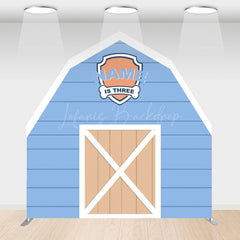 Lofaris Custom Name Wooden Blue Farm Barn Door Arch Backdrop