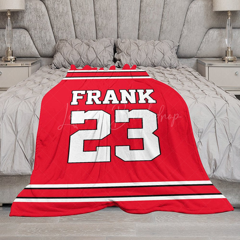 Lofaris Custom Number Name Red White Sport Blanket For Gifts