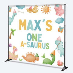 Lofaris Custom One A Saurus First Birthday Backdrop Cute Dinosaur and Volcano Party Personalized Boys Dino Mite Decor