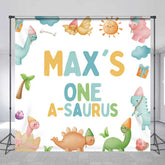 Lofaris Custom One A Saurus First Birthday Backdrop Cute Dinosaur and Volcano Party Personalized Boys Dino Mite Decor