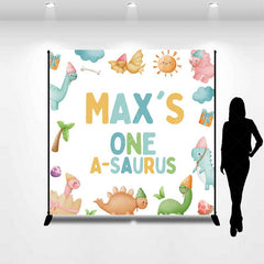 Lofaris Custom One A Saurus First Birthday Backdrop Cute Dinosaur and Volcano Party Personalized Boys Dino Mite Decor