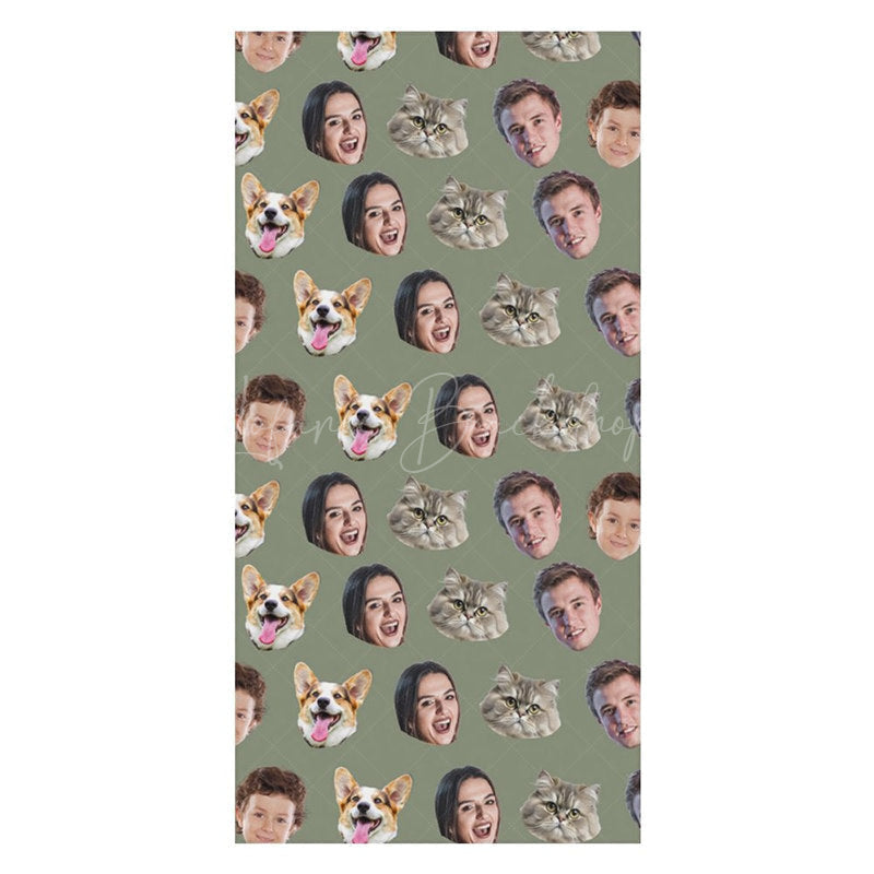 Lofaris Custom Pet Family Head Photo Beach Towel For Summer