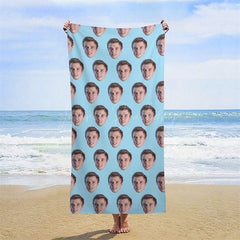 Lofaris Custom Pet Family Head Photo Beach Towel For Summer