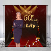 Lofaris Custom Photo 50th Birthday Backdrop for Her Personalized Red Carpet Hollywood Add Your Face Glam Party Decor