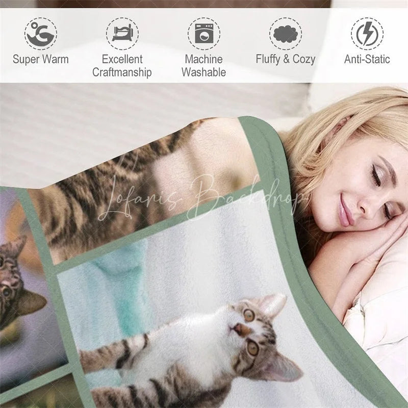Lofaris Custom Photo Collage Pet Blanket for Cat Lovers ’Best Ever’ Memorial Gift Add Your Favorite Pictures