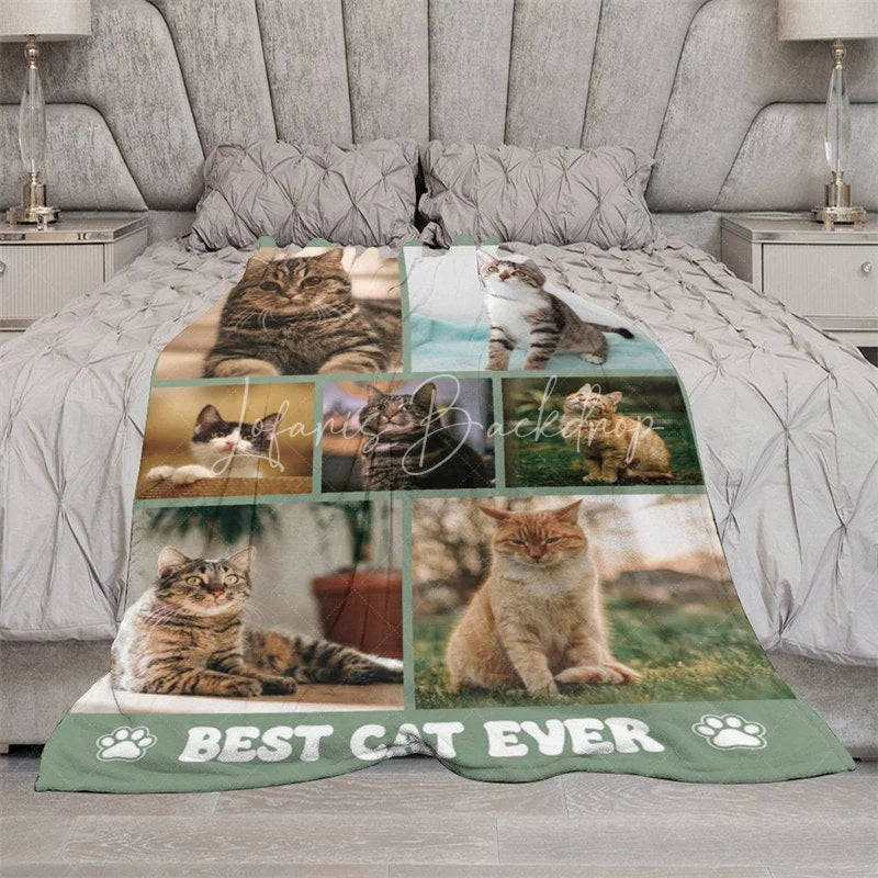 Lofaris Custom Photo Collage Pet Blanket for Cat Lovers ’Best Ever’ Memorial Gift Add Your Favorite Pictures
