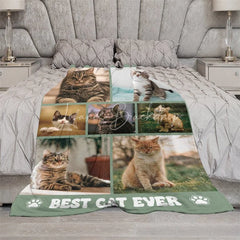 Lofaris Custom Photo Collage Pet Blanket for Cat Lovers ’Best Ever’ Memorial Gift Add Your Favorite Pictures