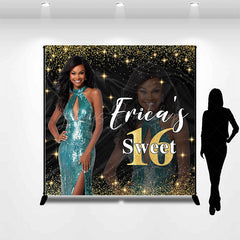 Lofaris Custom Photo Name Glitter Sweet 16 Birthday Backdrop