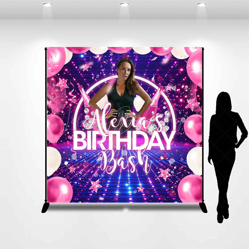 Lofaris Custom Photo Name Stars Balloons Birthday Backdrop