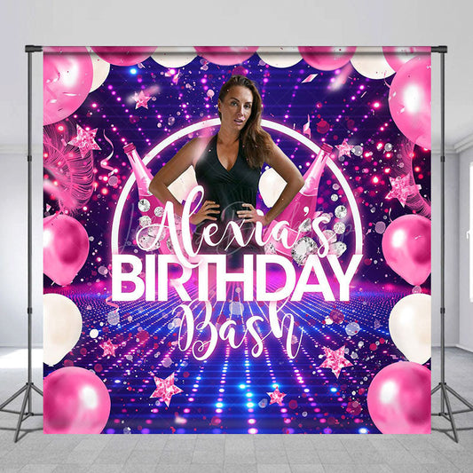 Lofaris Custom Photo Name Stars Balloons Birthday Backdrop