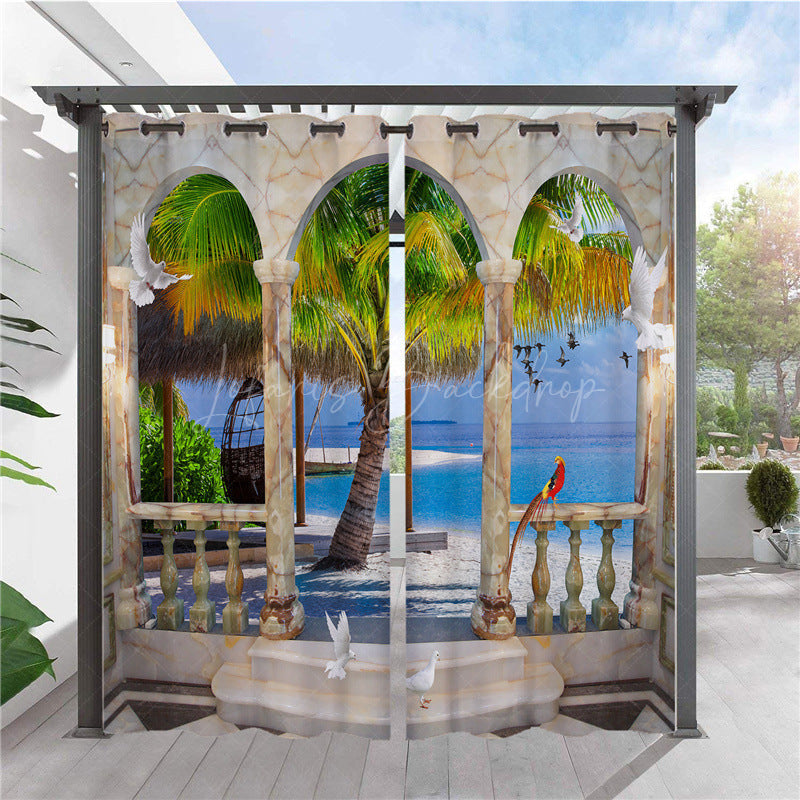 Lofaris Custom Photo Outdoor Curtain One Picture for 2 pcs