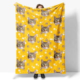 Lofaris Custom Photo Pet Blanket with Your Cat’s Face Repeating Pattern Paws Funny Novelty Gift for Cat Lovers