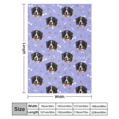 Lofaris Custom Photo Pet Blanket with Your Dog’s Face Personalized Bernese Mountain Dog Pattern Funny Gift for Lovers
