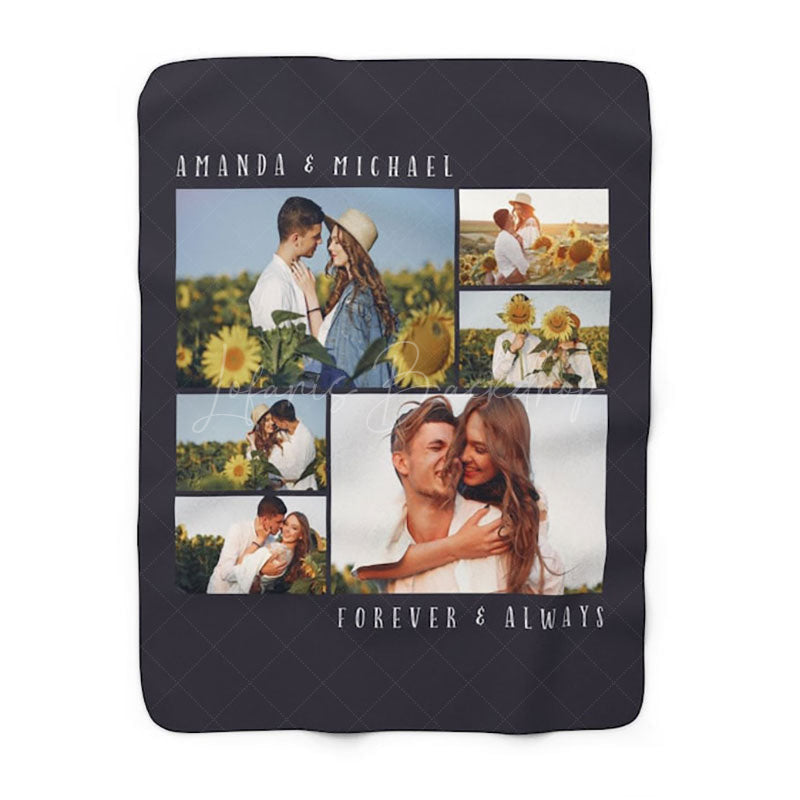 Lofaris Custom Photo Sherpa Fleece Blanket With Text