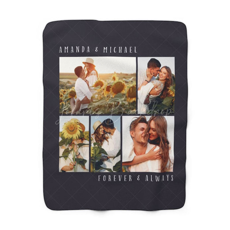 Lofaris Custom Photo Sherpa Fleece Blanket With Text