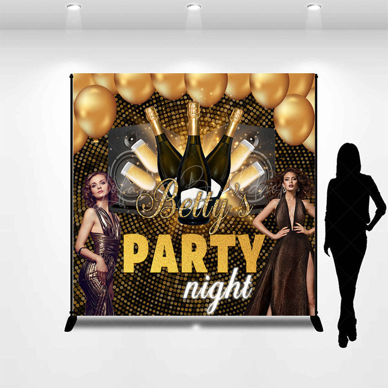 Lofaris Custom Photos Name Gold Balloons Party Night Backdrop