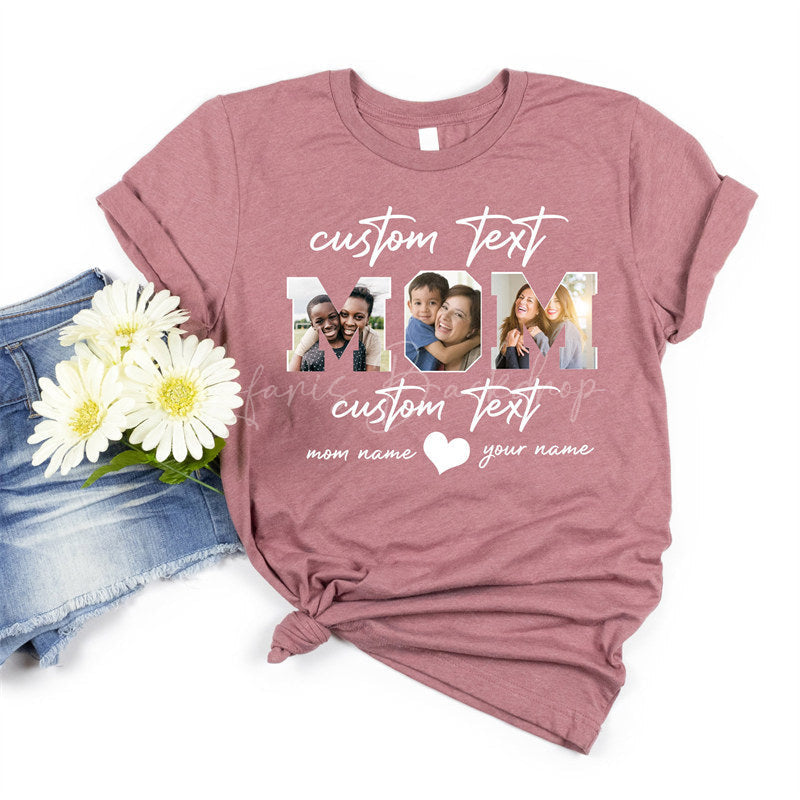 Lofaris Custom Photos Name Mom T-Shirt as Gifts