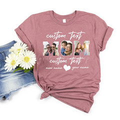 Lofaris Custom Photos Name Mom T-Shirt as Gifts