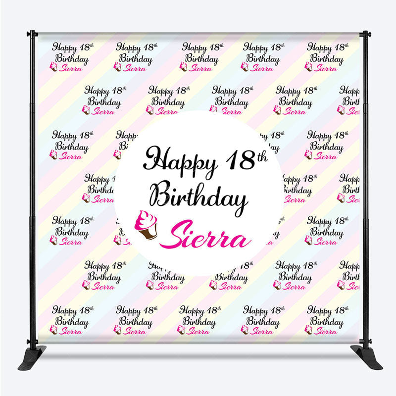 Lofaris Custom Pink 18th Girl Birthday Step And Repeat Banner