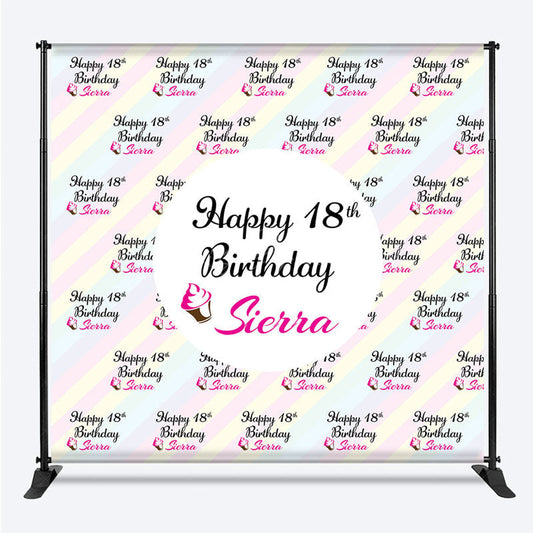 Lofaris Custom Pink 18th Girl Birthday Step And Repeat Banner