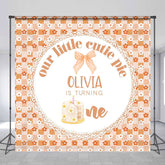 Lofaris Custom Plaid Floral Cutie Pie 1st Birthday Backdrop