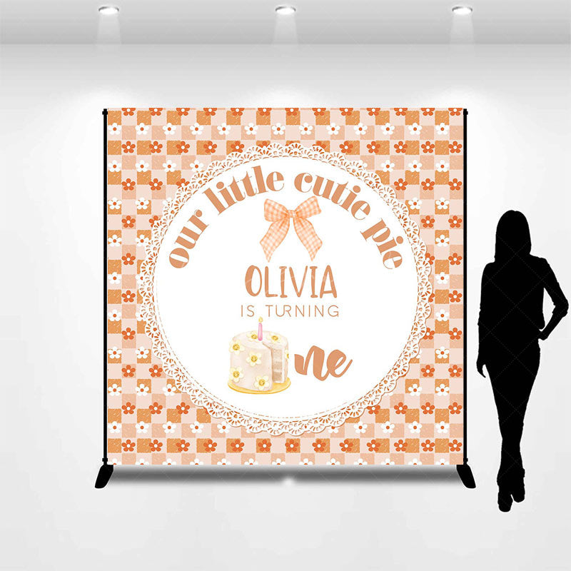 Lofaris Custom Plaid Floral Cutie Pie 1st Birthday Backdrop