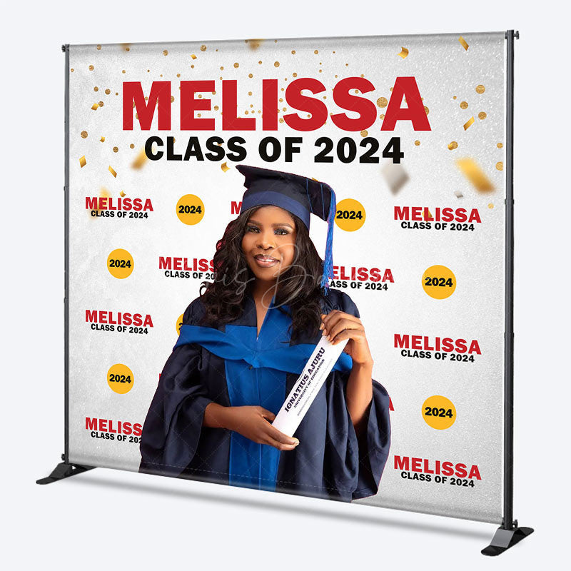 Lofaris Custom Red Confetti Step And Repeat Graduation Backdrop