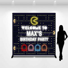 Lofaris Custom Retro Arcade Game Birthday Backdrop Pac Man Inspired 80s Video Personalized Neon Welcome Sign