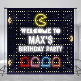 Lofaris Custom Retro Arcade Game Birthday Backdrop Pac Man Inspired 80s Video Personalized Neon Welcome Sign
