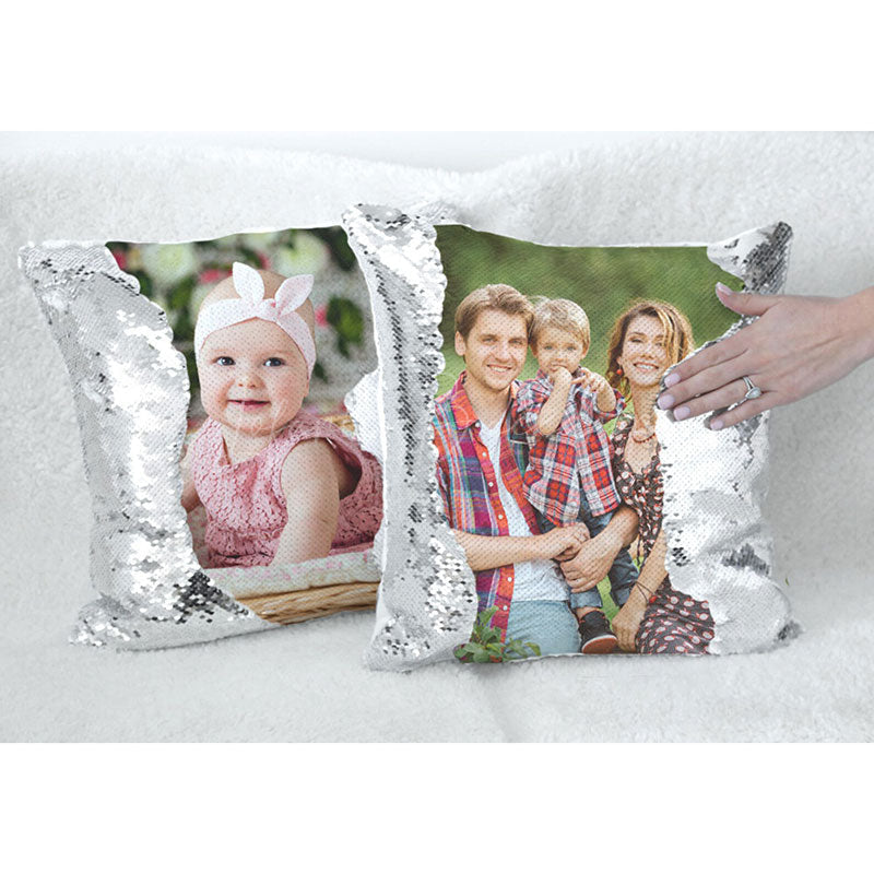 Lofaris Custom Sequin Photo Pillowcase Double-sided Flip