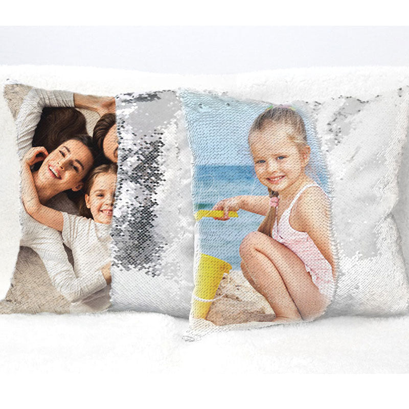 Lofaris Custom Sequin Photo Pillowcase Double-sided Flip