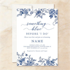Lofaris Custom Set of 20 Blue Floral Chinoiserie Bridal Shower Invitation Personalized Something Before I Do Party