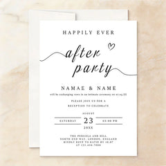 Lofaris Custom Set of 20 Happily Ever After Party Invitation Minimalist Black and White Wedding Reception Design with Hearts